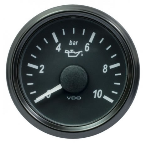 VDO SingleViu Engine Oil Pressure Gauges 10Bar Black 52mm